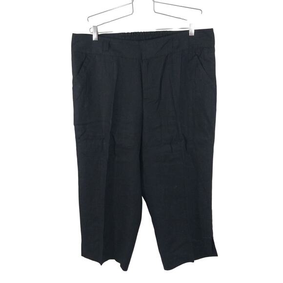 KIM ROGERS! PURE LINEN! RICH BLACK CROPPED , NOTCHED ANKLE PANTS, SLACKS! SZ 1X - Picture 4 of 11